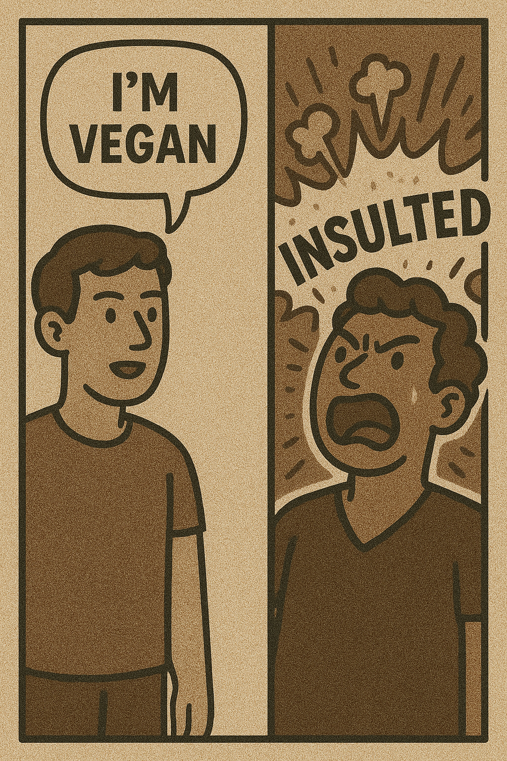 I'm vegan and someone is insulted meme